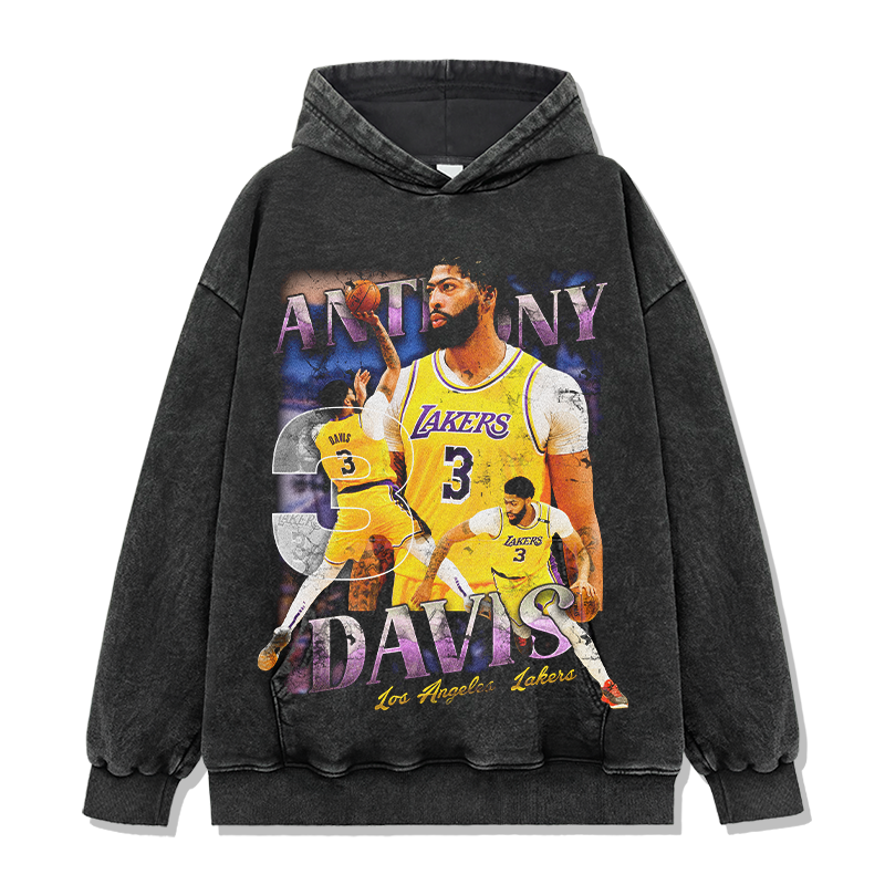 ANTHONY DAVIS VINTAGE HOODIE – שחור שטוף