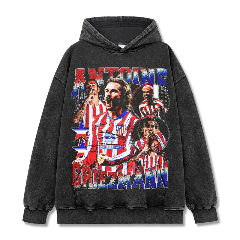 ANTOINE GRIEZMANN VINTAGE HOODIE – שחור שטוף
