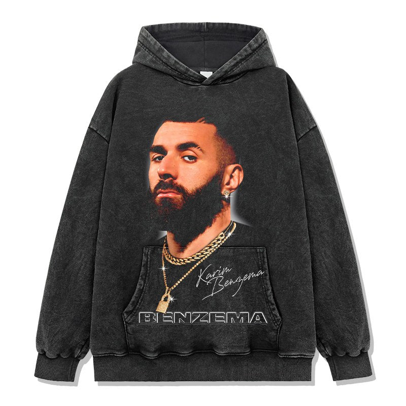 BENZEMA VINTAGE HOODIE – שחור שטוף