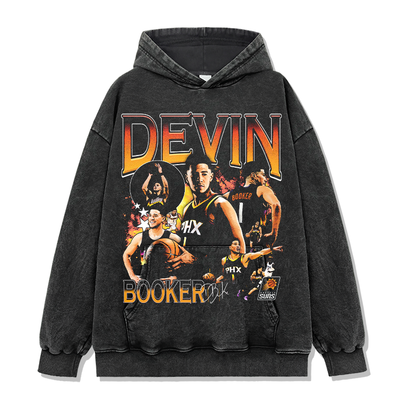DEVIN BOOKER VINTAGE HOODIE – שחור שטוף