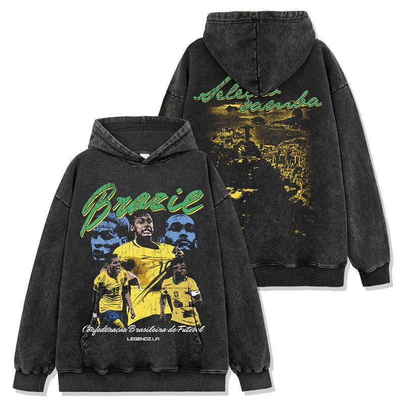 BRAZIL VINTAGE HOODIE – שחור שטוף