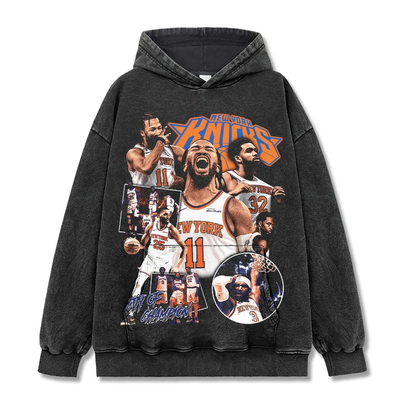 JALEN BRUNSON VINTAGE HOODIE – שחור שטוף