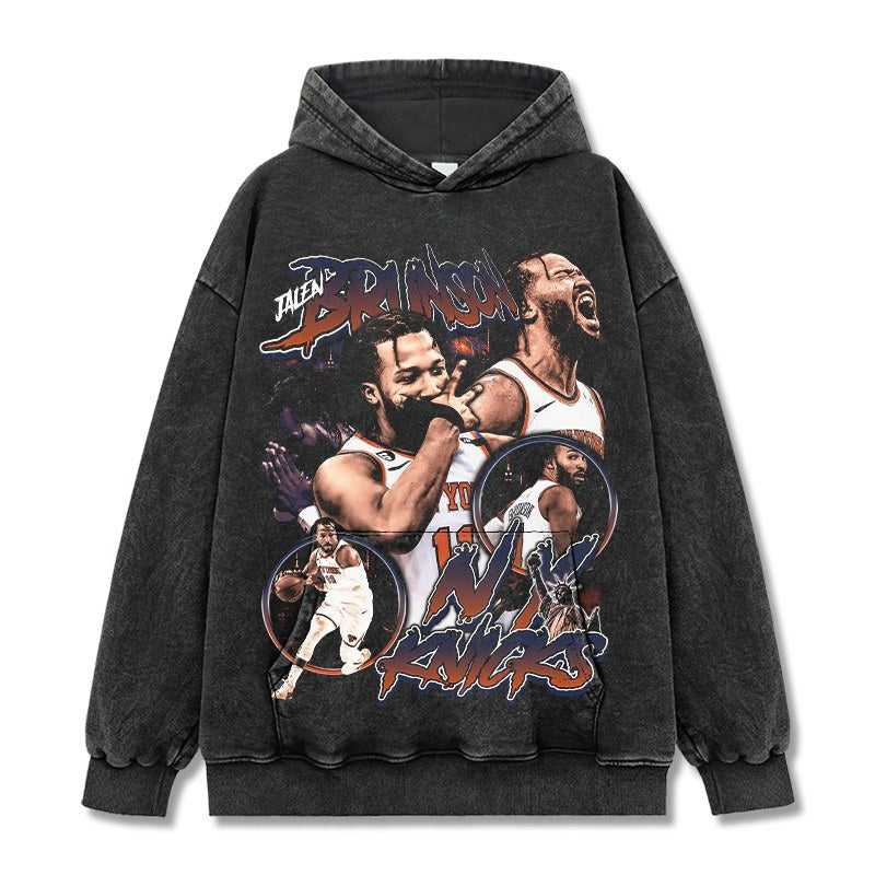 JALEN BRUNSON VINTAGE HOODIE – שחור שטוף