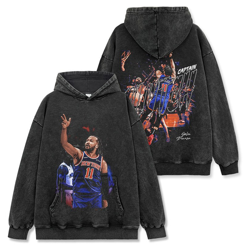 JALEN BRUNSON VINTAGE HOODIE – שחור שטוף
