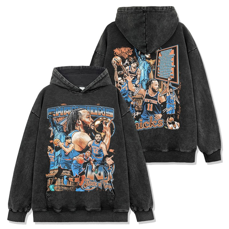 JALEN BRUNSON VINTAGE HOODIE – שחור שטוף