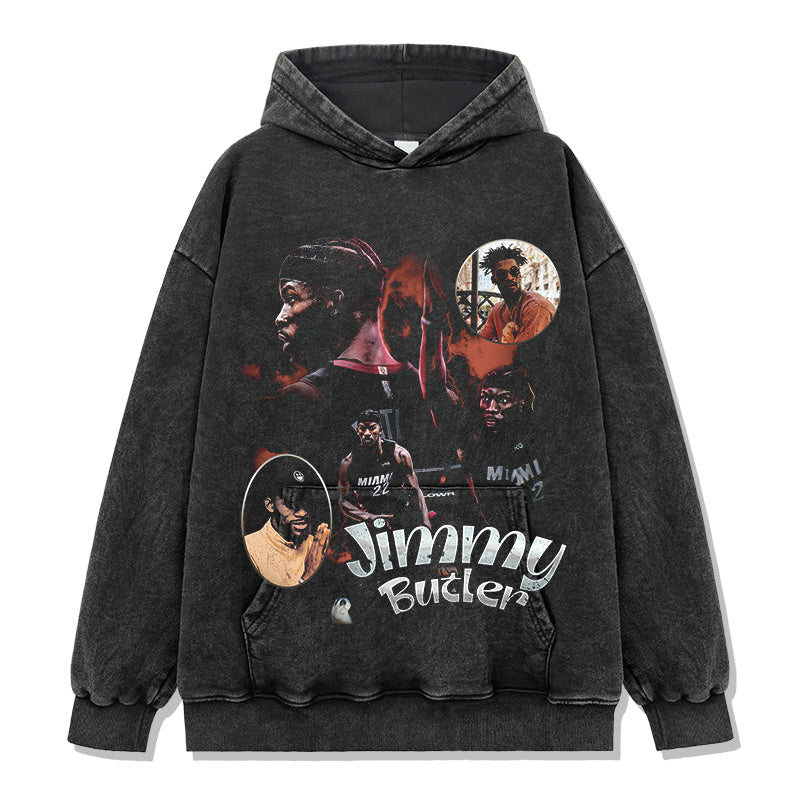JIMMY BUTLER VINTAGE HOODIE – שחור שטוף
