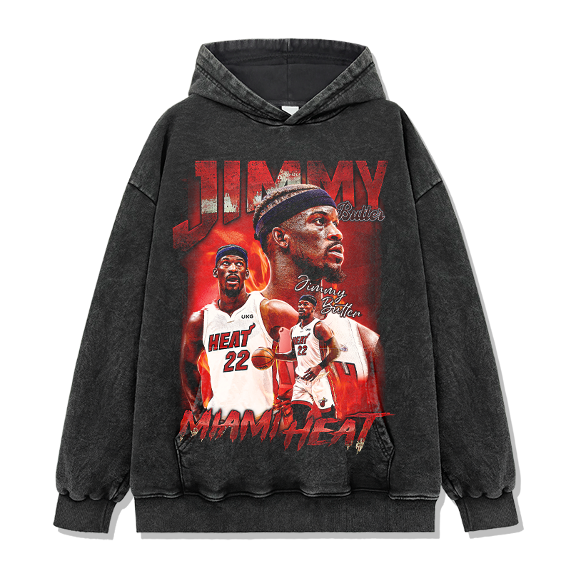 JIMMY BUTLER VINTAGE HOODIE – שחור שטוף