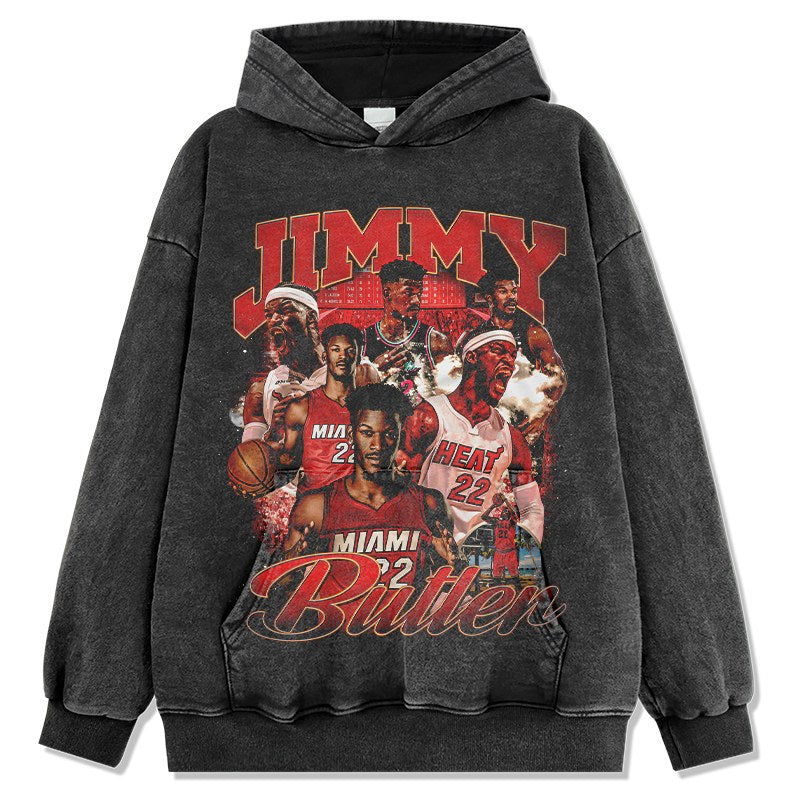 JIMMY BUTLER VINTAGE HOODIE – שחור שטוף