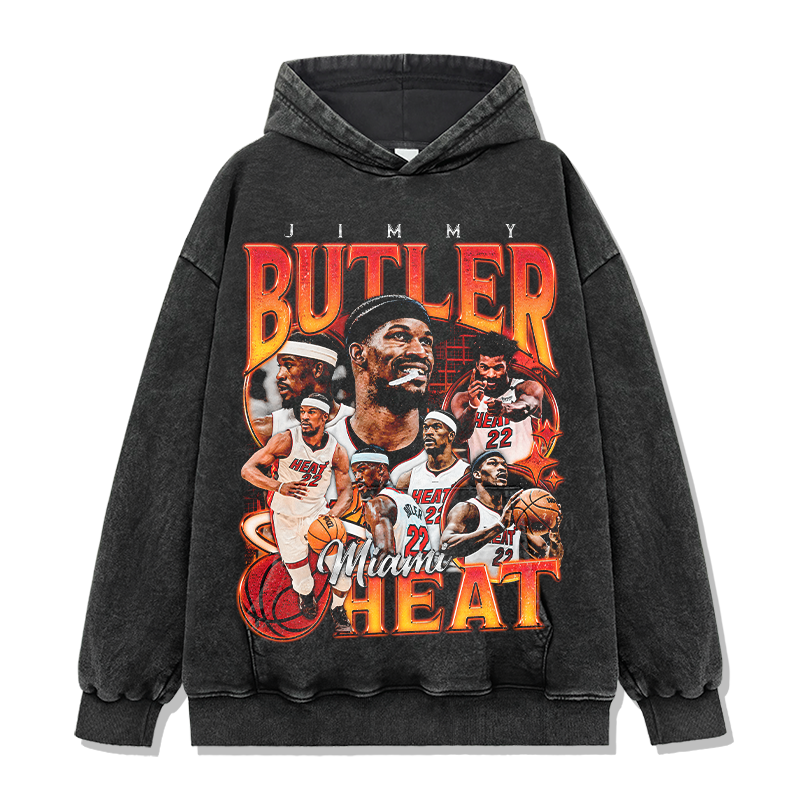 JIMMY BUTLER VINTAGE HOODIE – שחור שטוף