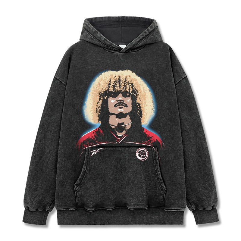 CARLOS VALDERRAMA VINTAGE HOODIE – שחור שטוף