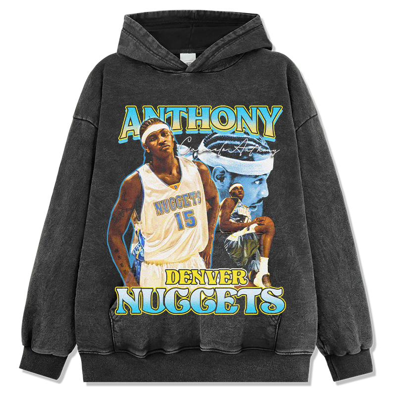 CARMELO ANTHONY VINTAGE HOODIE – שחור שטוף
