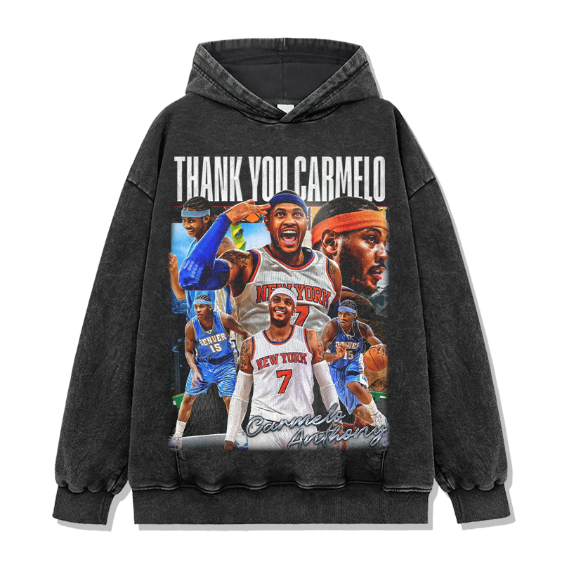 CARMELO ANTHONY VINTAGE HOODIE – שחור שטוף