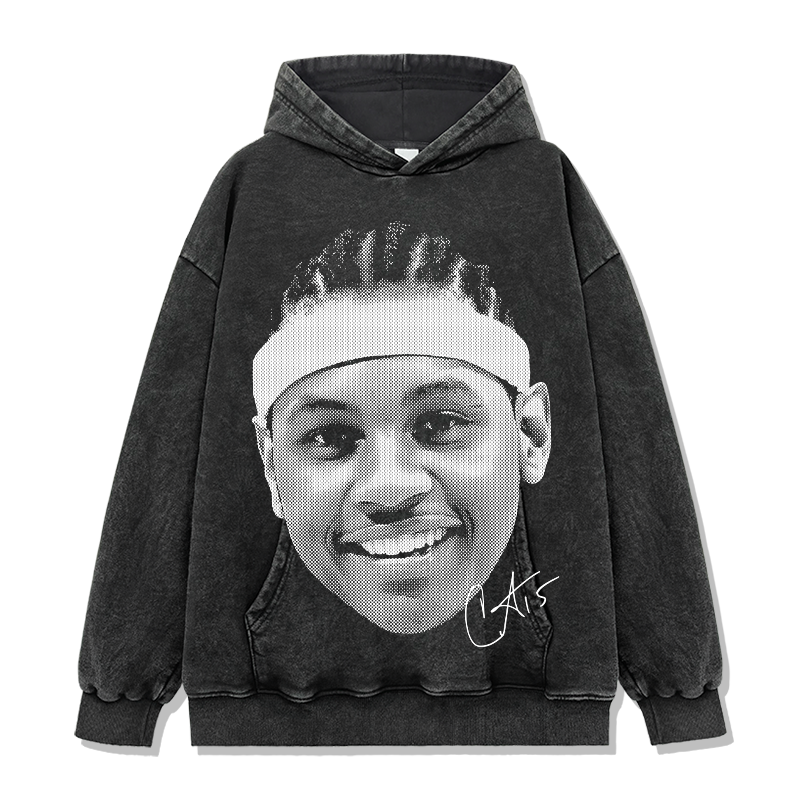 CARMELO ANTHONY VINTAGE HOODIE – שחור שטוף