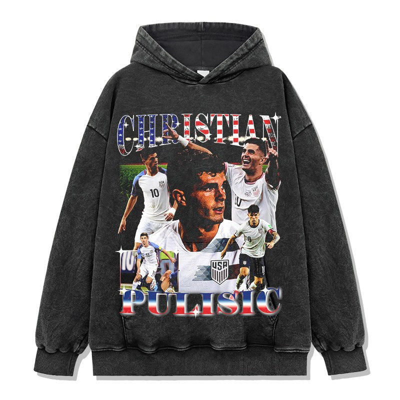 CHRISTIAN PULISIC VINTAGE HOODIE – שחור שטוף