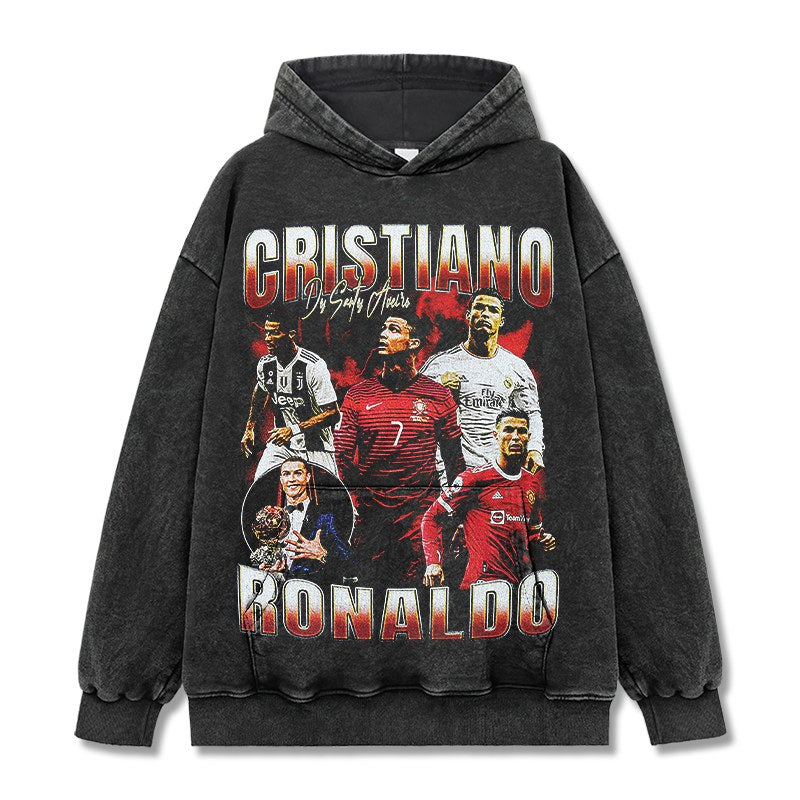 CRISTIANO RONALDO VINTAGE HOODIE – שחור שטוף