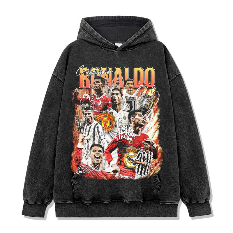 CRISTIANO RONALDO VINTAGE HOODIE – שחור שטוף