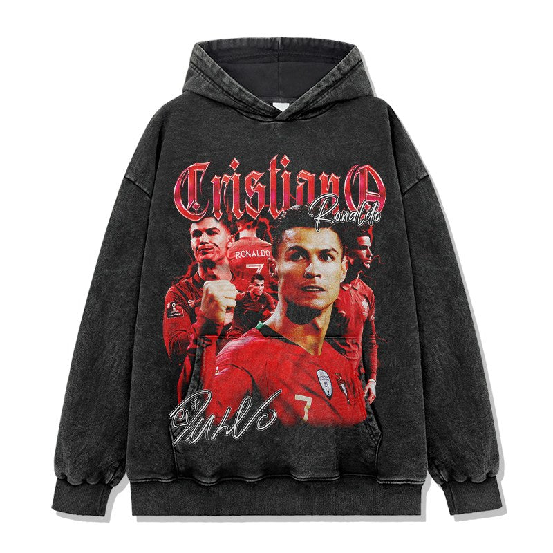 CRISTIANO RONALDO VINTAGE HOODIE – שחור שטוף