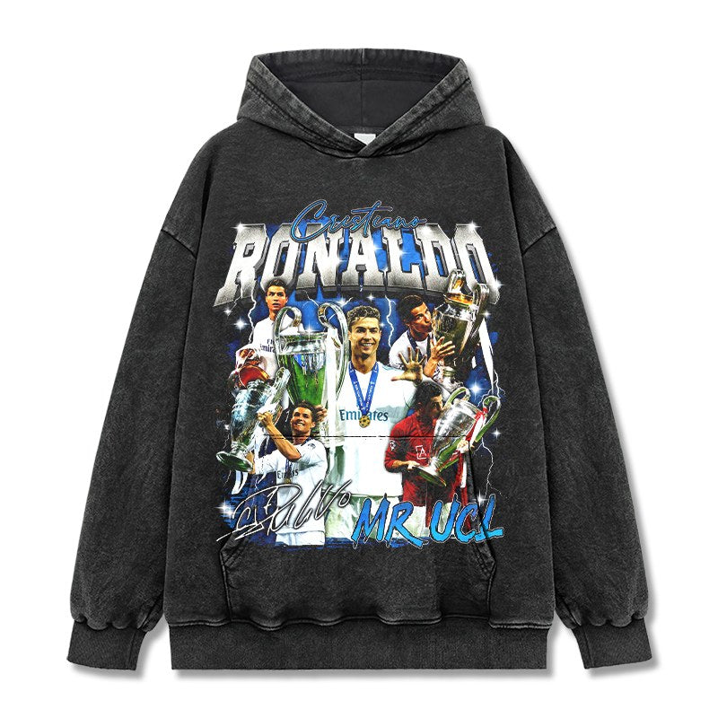 CRISTIANO RONALDO VINTAGE HOODIE – שחור שטוף