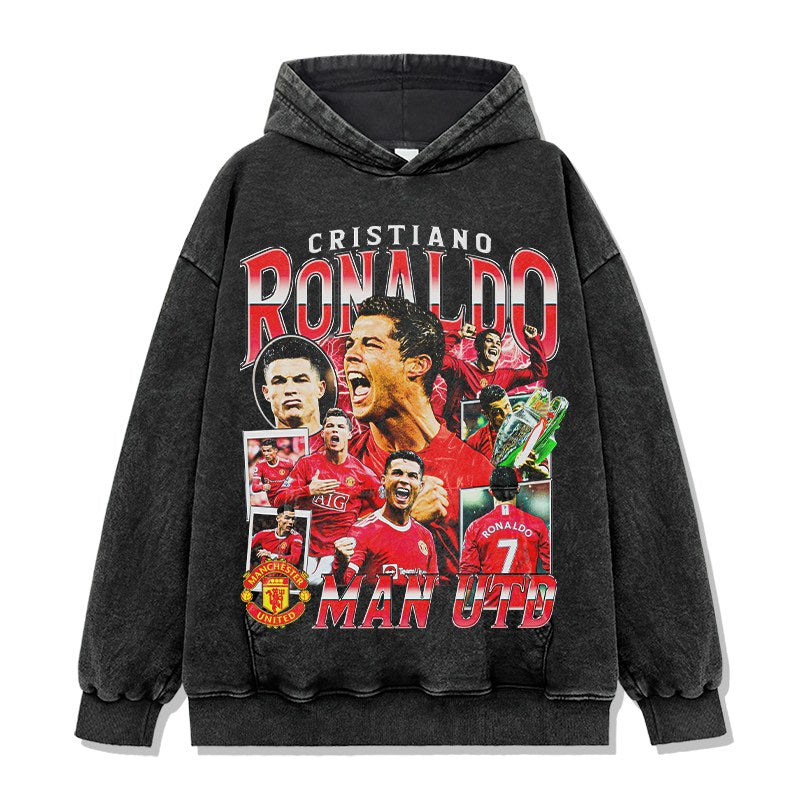 CRISTIANO RONALDO VINTAGE HOODIE – שחור שטוף
