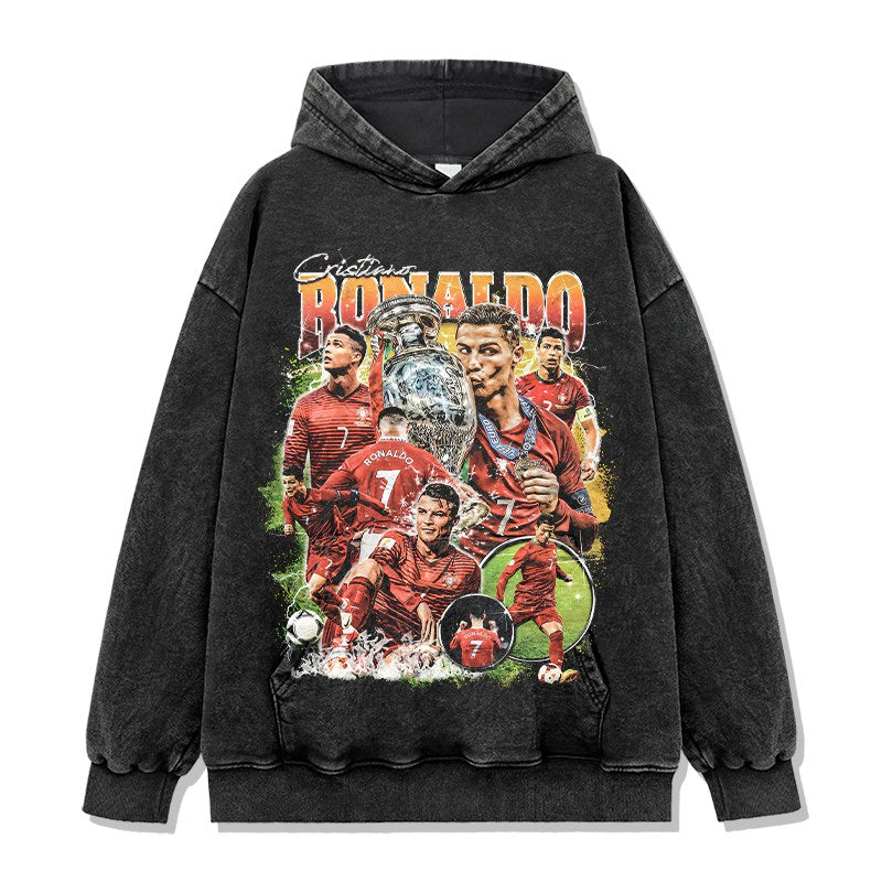 CRISTIANO RONALDO VINTAGE HOODIE – שחור שטוף
