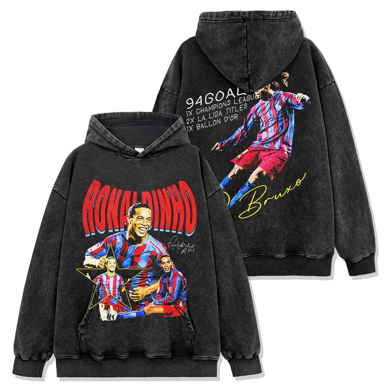 CRISTIANO RONALDO VINTAGE HOODIE – שחור שטוף