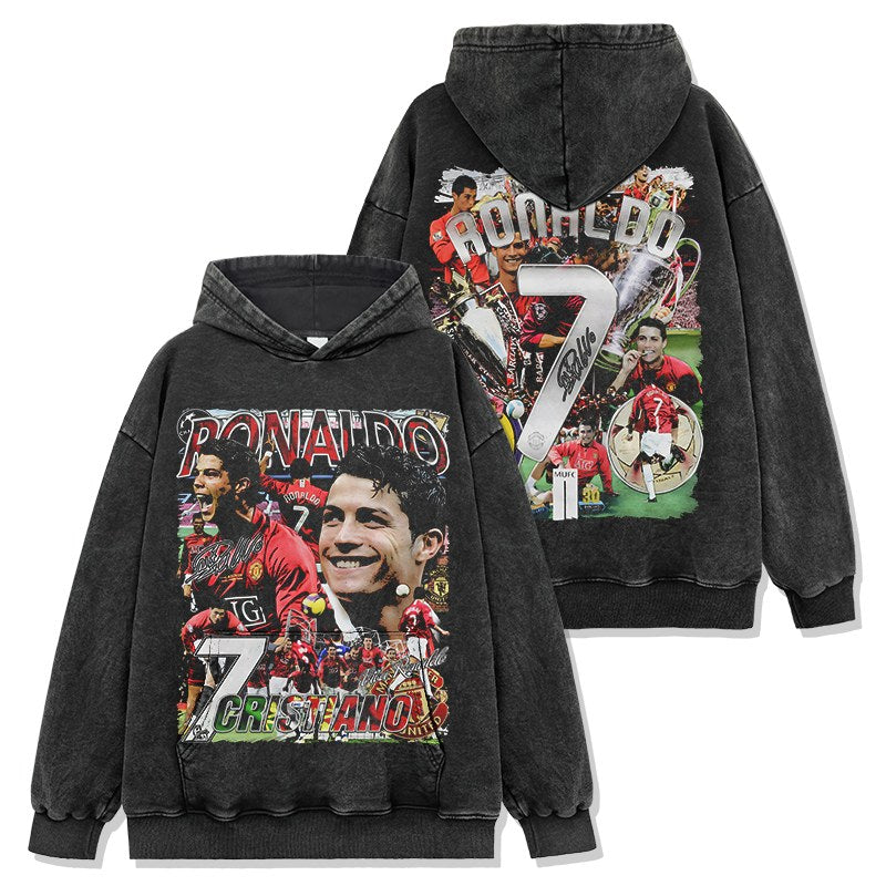 CRISTIANO RONALDO VINTAGE HOODIE – שחור שטוף