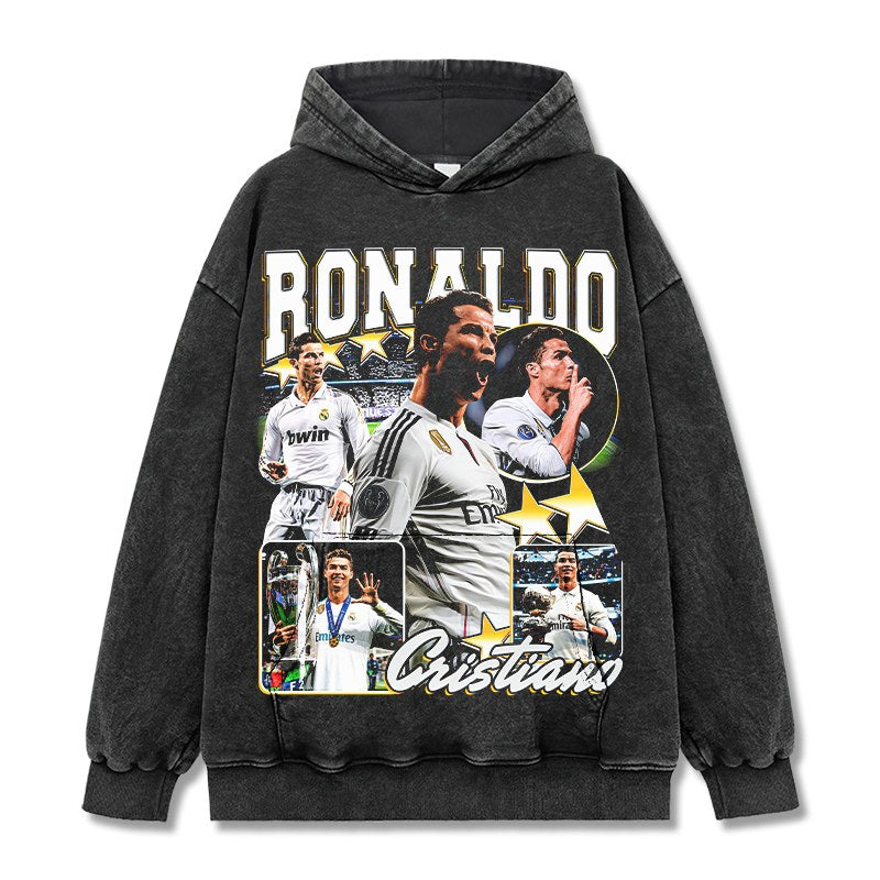 CRISTIANO RONALDO VINTAGE HOODIE – שחור שטוף