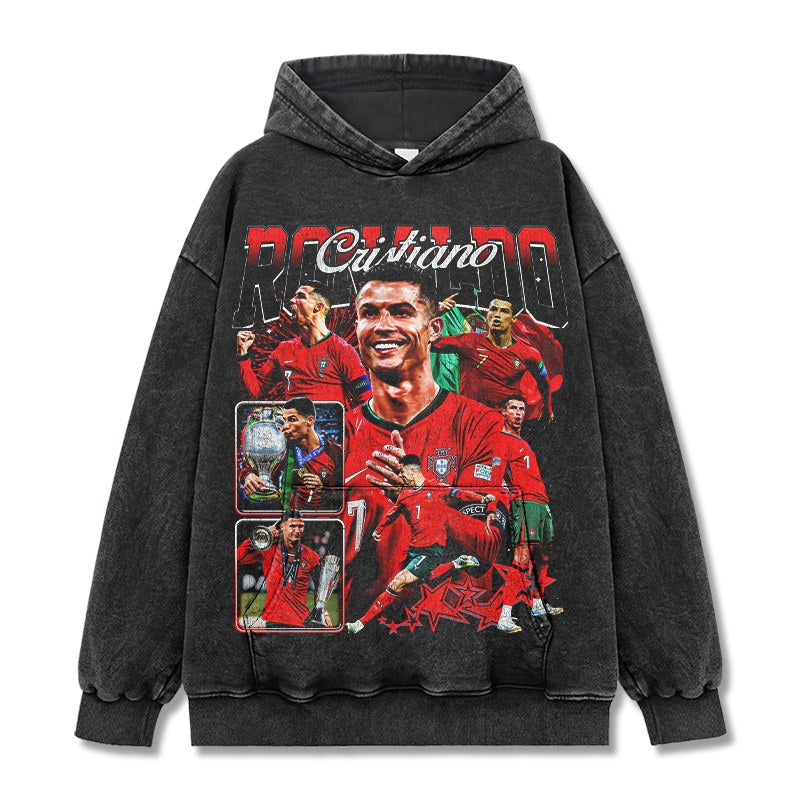 CRISTIANO RONALDO VINTAGE HOODIE – שחור שטוף