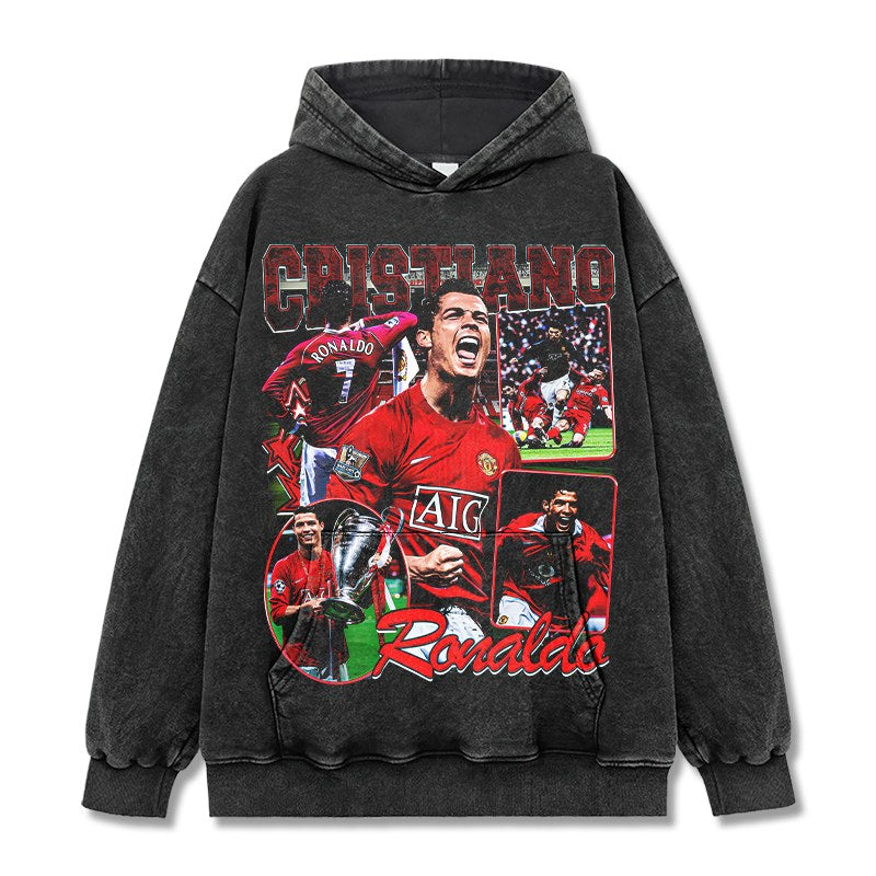 CRISTIANO RONALDO VINTAGE HOODIE – שחור שטוף