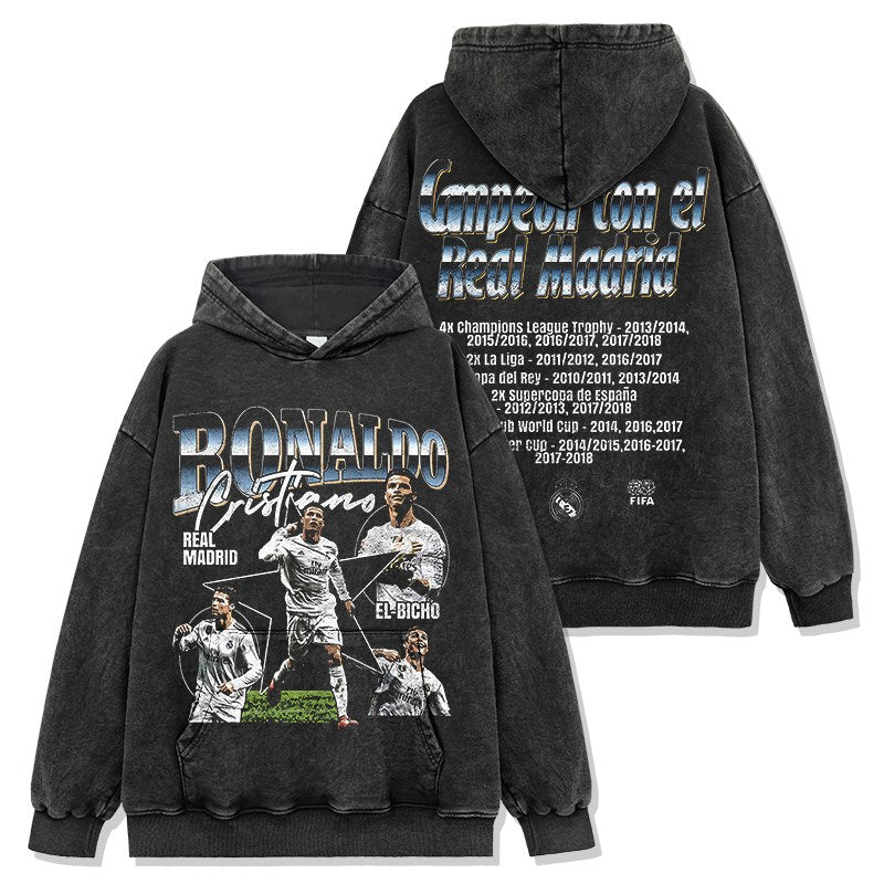 CRISTIANO RONALDO VINTAGE HOODIE – שחור שטוף