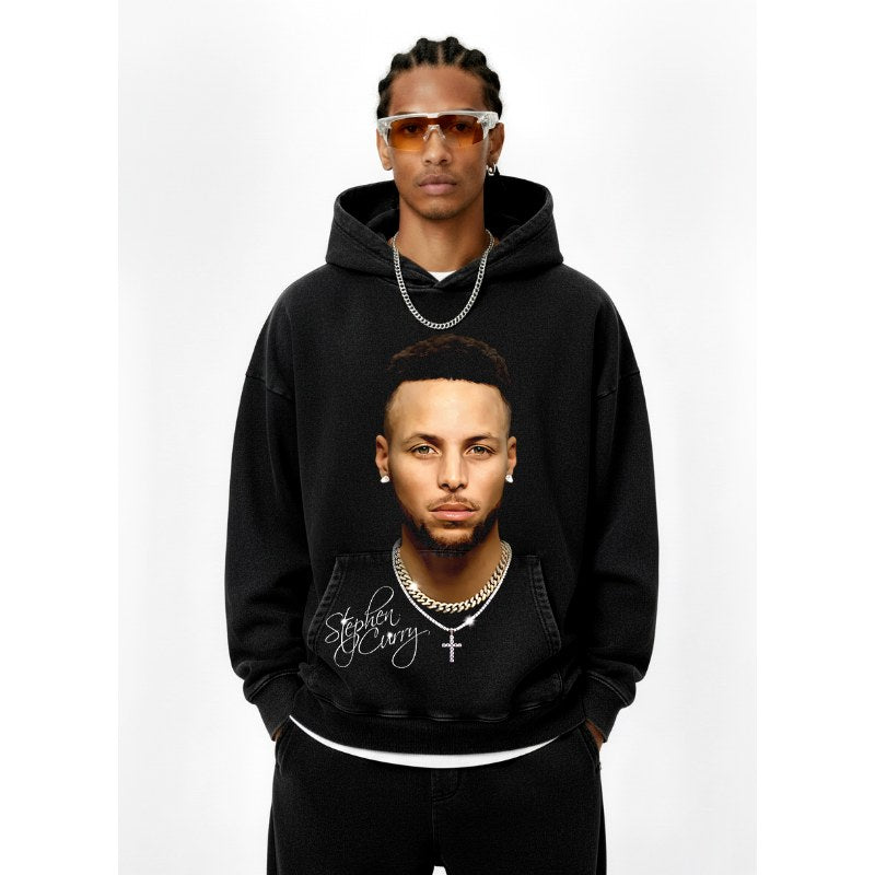 STEPHEN CURRY VINTAGE HOODIE – שחור שטוף