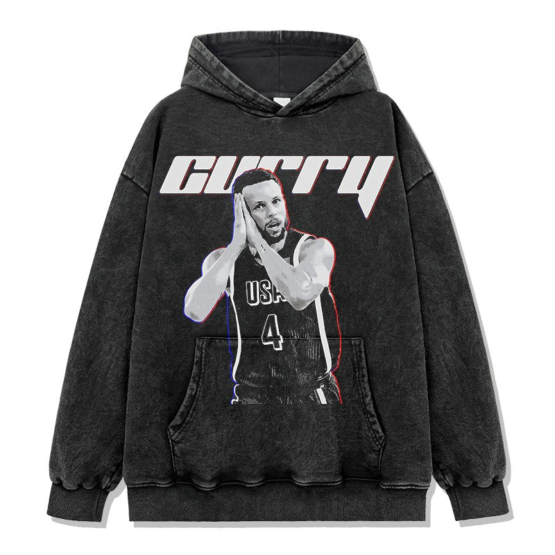 STEPHEN CURRY VINTAGE HOODIE – שחור שטוף