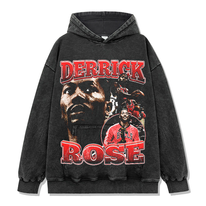 DERRICK ROSE VINTAGE HOODIE – שחור שטוף