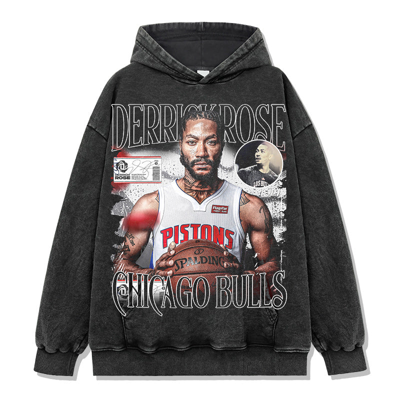 DERRICK ROSE VINTAGE HOODIE – שחור שטוף