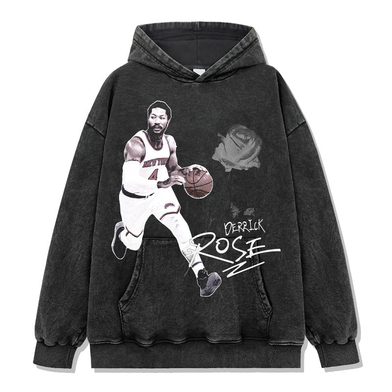 DERRICK ROSE VINTAGE HOODIE – שחור שטוף