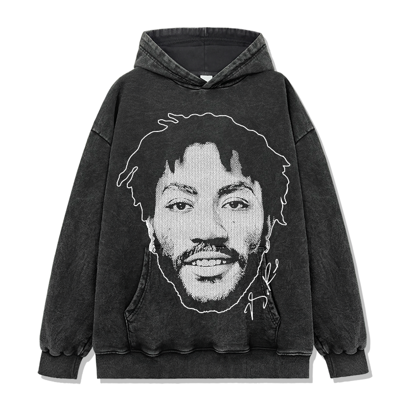 DERRICK ROSE VINTAGE HOODIE – שחור שטוף