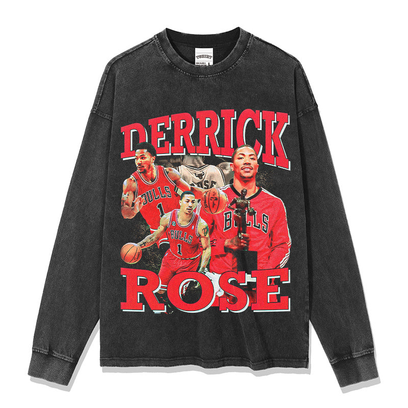 DERRICK ROSE LONG SLEEVE – שחור שטוף
