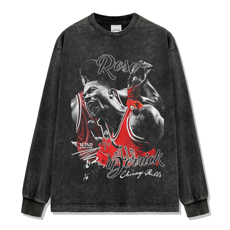 DERRICK ROSE LONG SLEEVE – שחור שטוף