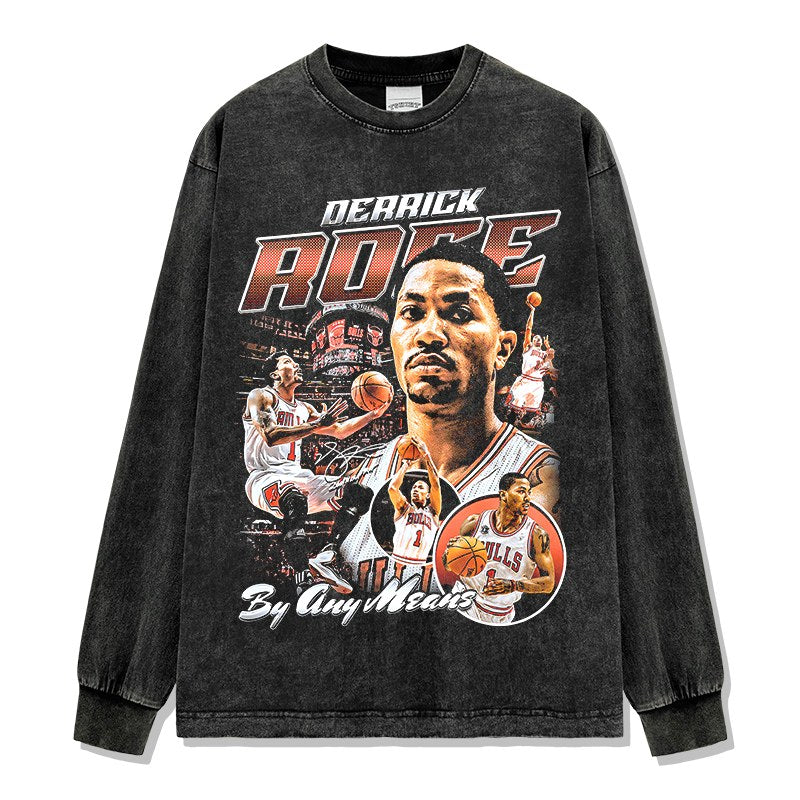 DERRICK ROSE LONG SLEEVE – שחור שטוף