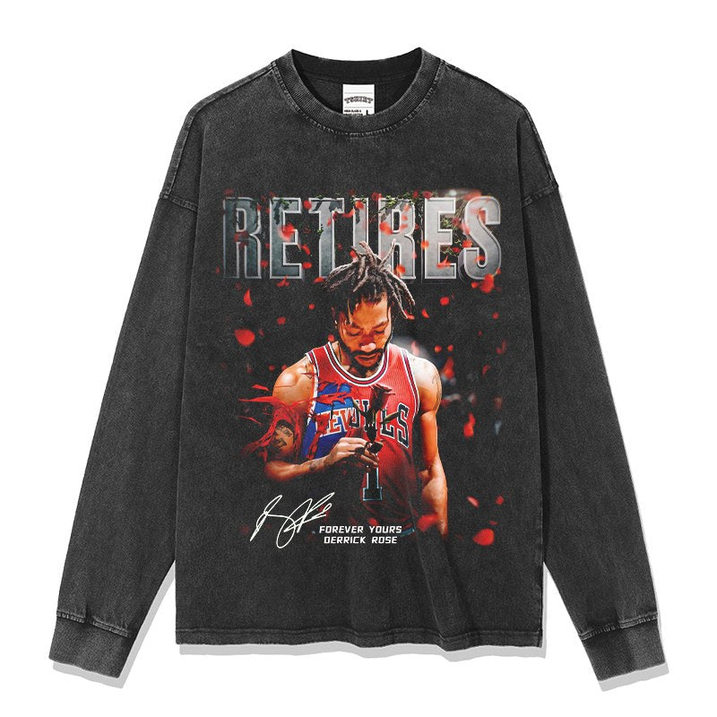 DERRICK ROSE LONG SLEEVE – שחור שטוף