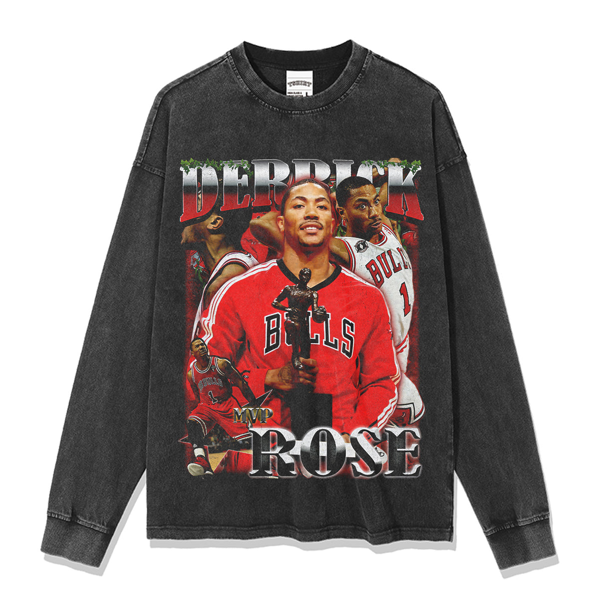DERRICK ROSE LONG SLEEVE – שחור שטוף