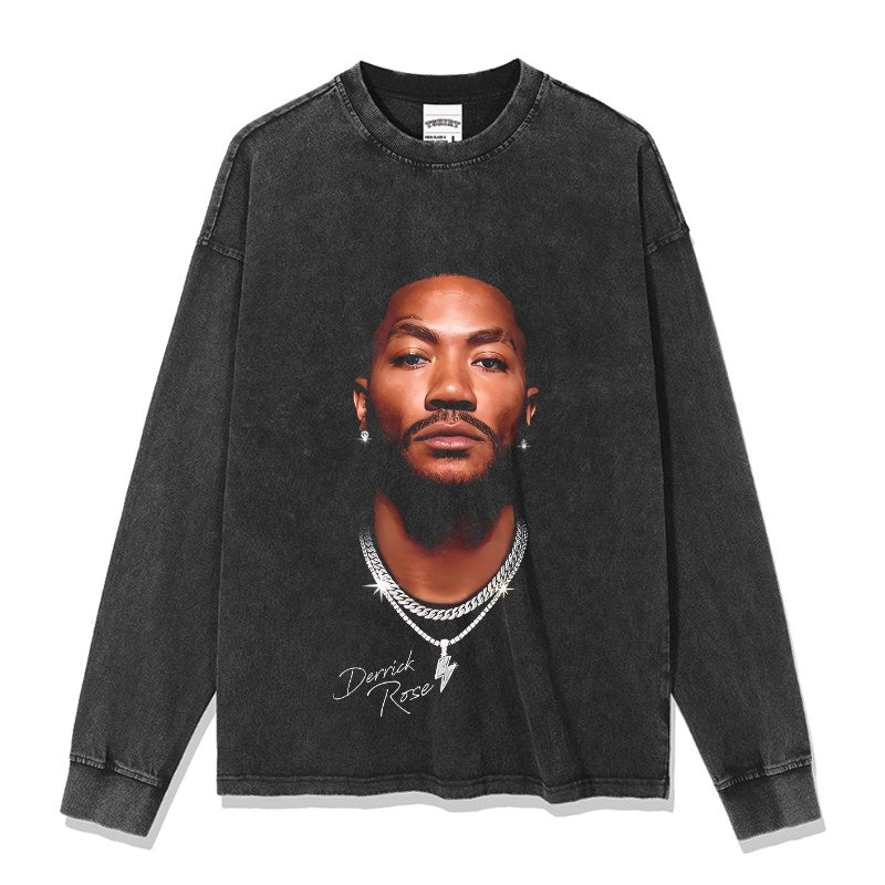 DERRICK ROSE LONG SLEEVE – שחור שטוף