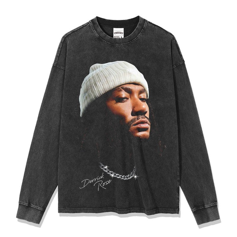 DERRICK ROSE LONG SLEEVE – שחור שטוף