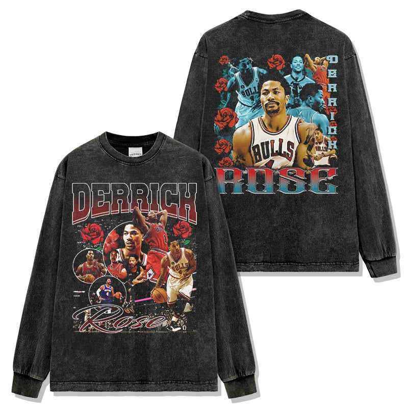 DERRICK ROSE LONG SLEEVE – שחור שטוף