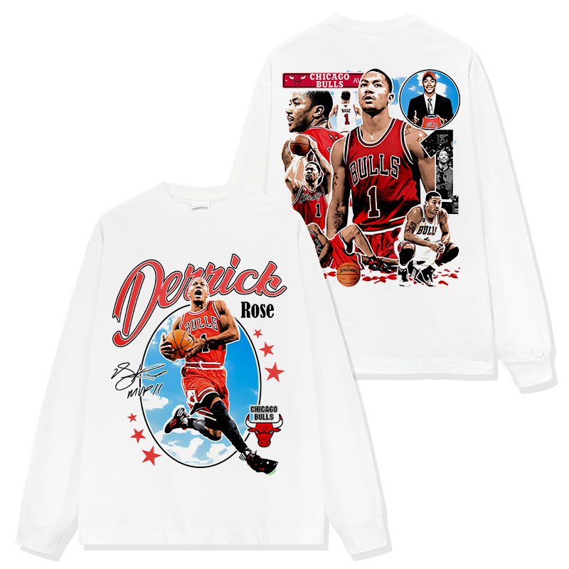 DERRICK ROSE LONG SLEEVE – לבן