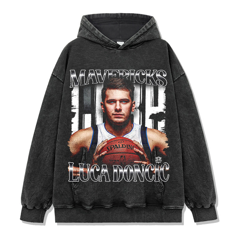 LUKA DONCIC VINTAGE HOODIE – שחור שטוף