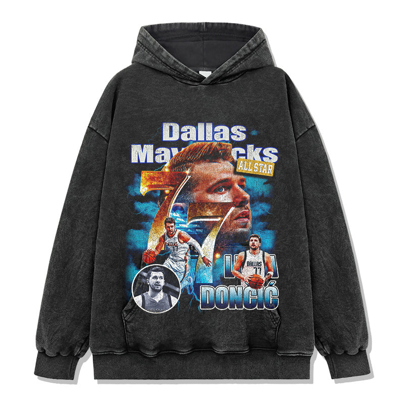LUKA DONCIC VINTAGE HOODIE – שחור שטוף