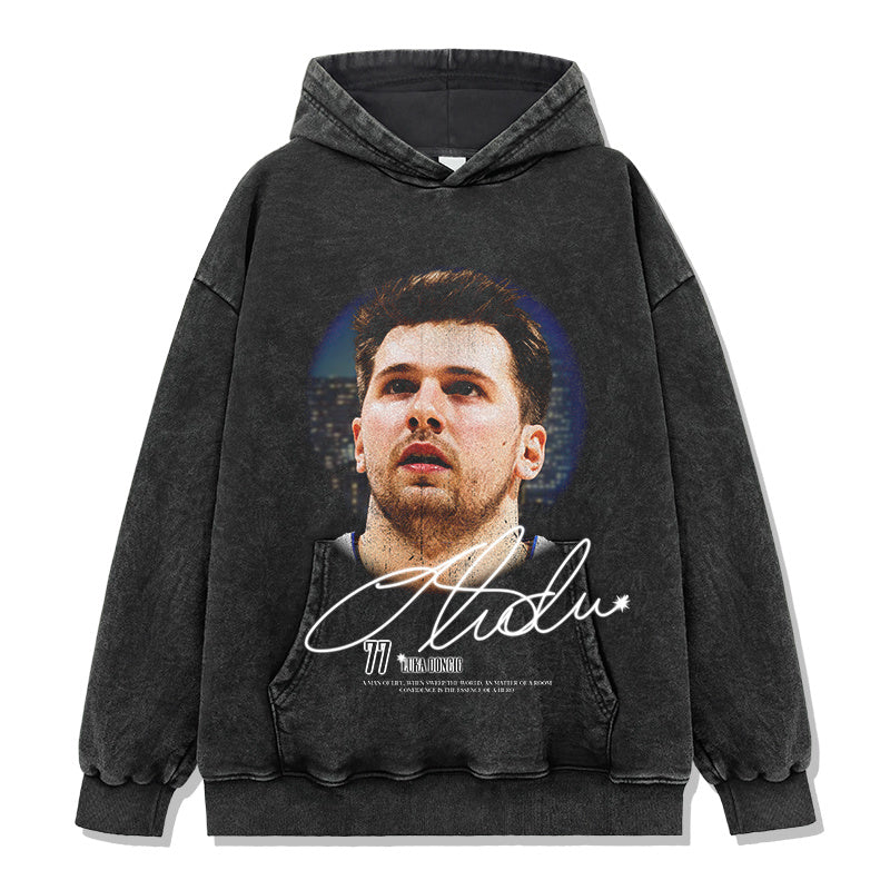 LUKA DONCIC VINTAGE HOODIE – שחור שטוף