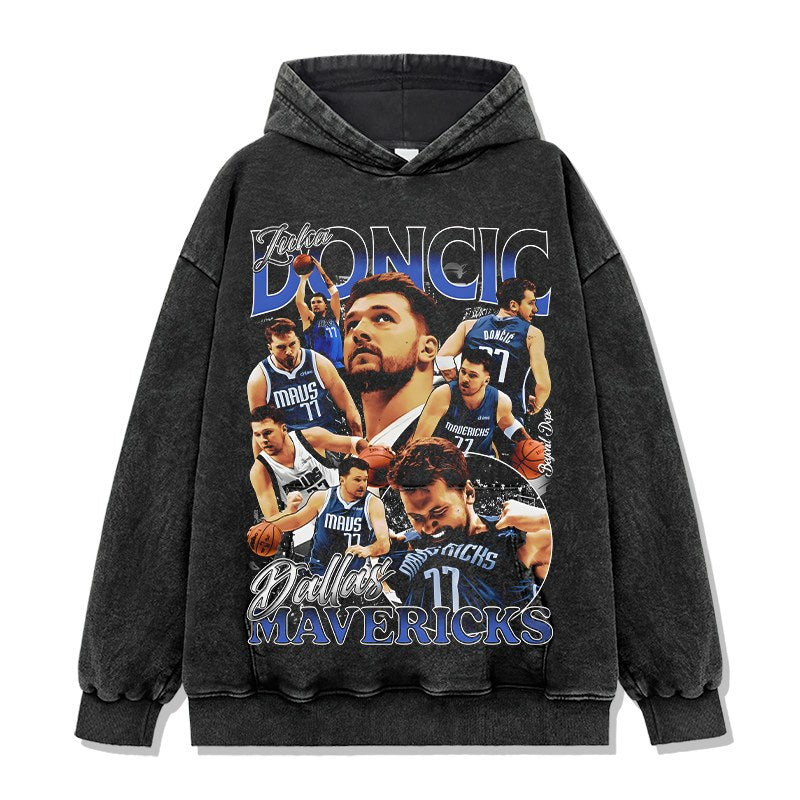 LUKA DONCIC VINTAGE HOODIE – שחור שטוף
