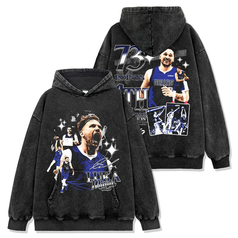 LUKA DONCIC VINTAGE HOODIE – שחור שטוף
